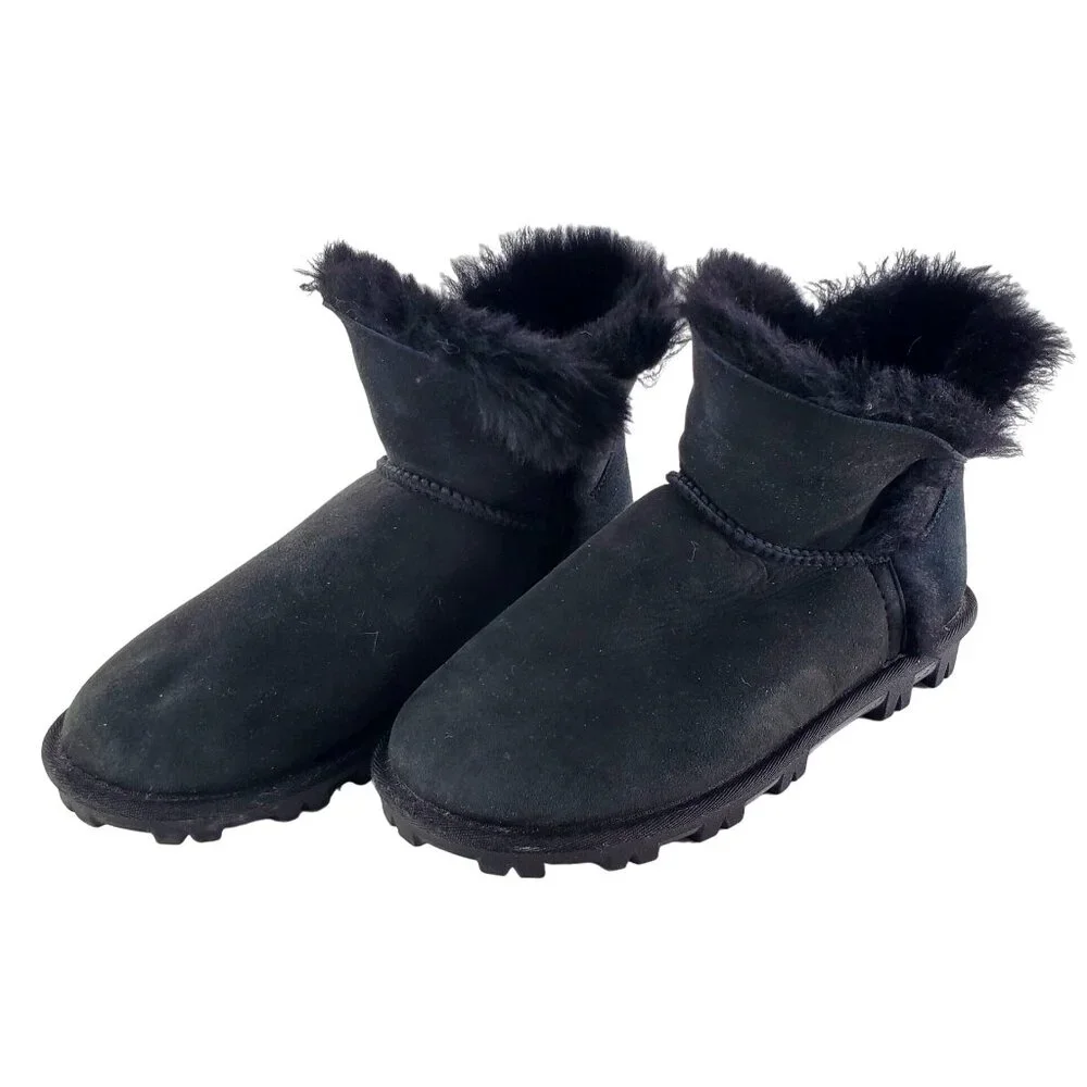 Kirkland 8 Real Fur Short Boots Womens Shearling Suede Shoe Winter Snow Outdoor